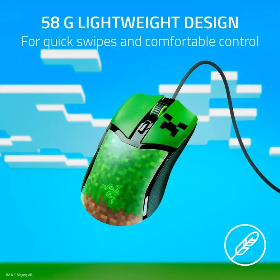 Razer | Cobra Lightweight Optical Gaming Mouse with Chroma RGB Lighting Wired - Minecraft Edition | RZ01-04650200-R3M1