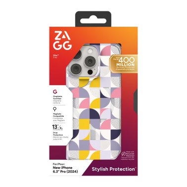 ZAGG | Milan Graphene Snap Case iPhone 16 Pro - Pink /Grey Geometric | 15-13426