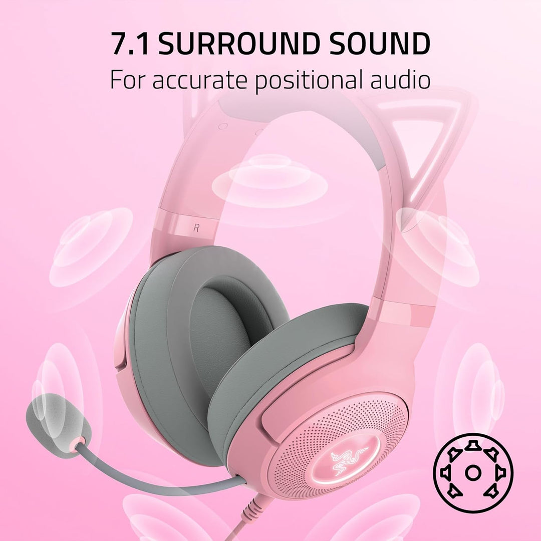 Razer Renewed | Kraken Kitty V2 USB Headset - Quartz Pink | RZ04-04730200-R3UR | 60 DAYS WARRANTY