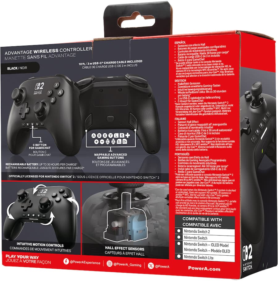 PowerA | Advantage Wireless Controller for Nintendo Switch 2 - Black | N-ACCNS2-0126