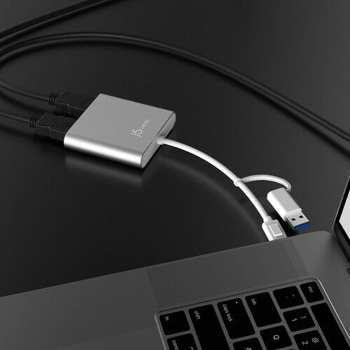 j5create | USB-C to Dual HDMI Multi-Monitor Adapter - White | JCA365