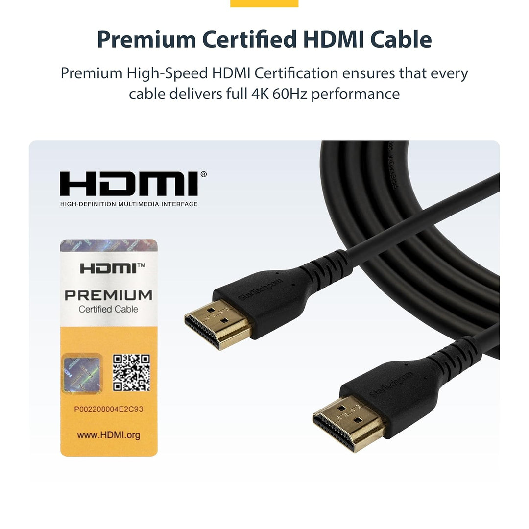 StarTech | Premium Certified HDMI 2.0 with Ethernet 6.6ft/2m | RHDMM2MP