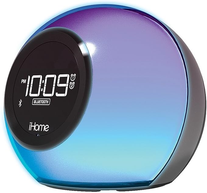 iHome | Colour Changing Bluetooth Dual Alarm Clock/Radio w/ USB-A Charging - Black | iBT29