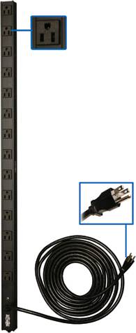 Tripp Lite | Single-Phase 120V Basic 1.44kW PDU, 14 NEMA 5-15R Outlets, NEMA 5-15P Input, 15 ft. Cord, 0U Vertical | PDUV15