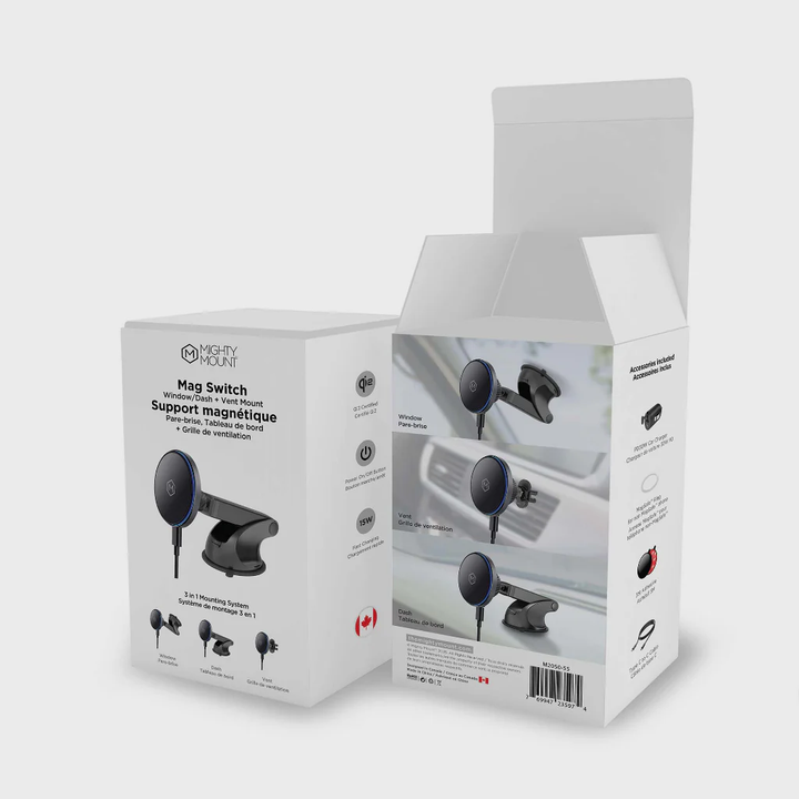 Mighty Mount | Mag Switch Qi2 Wireless Car charger Mount Combo with vent and dash Base | M2050-55