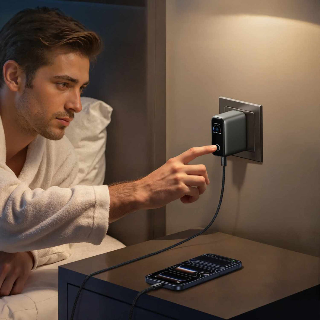 Anker | Wall Charger with Smart Display 3-Port PD GaN USB-C/USB-A 100W - Black | B121BJZ15