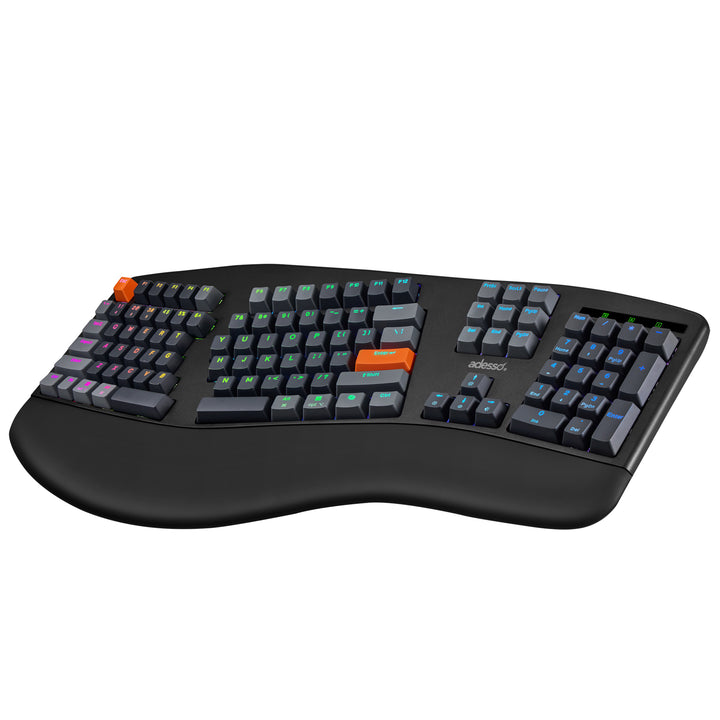 Adesso | EasyTouch 1500 Ergonomic Multi-OS Illuminated Mechanical VIA Keyboard With CoPilot Ai Hotkey Wired/Wireless/Bluetooth | EasyTouch 1500