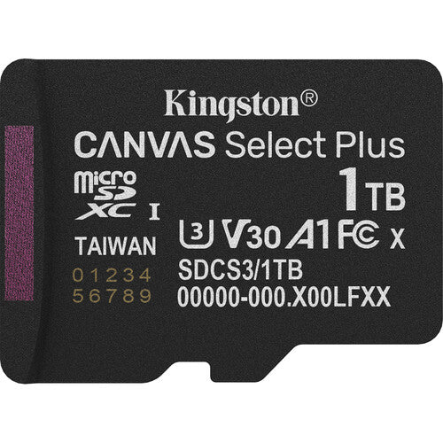 Kingston | MicroSDXC Canvas Select Plus Gen 3 1TB + Adapter 150 MB/s | SDCS3/1TB