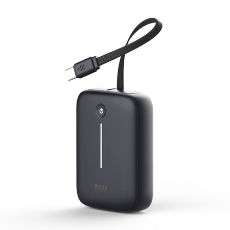 Blu Element | PowerFlex 10K mAh 20W PD Power Bank with Built-In USB-C Cable -Black | BEPB10KBK1