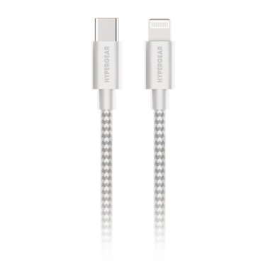 HyperGear | Braided Charge and Sync Cable USB-C to Lightning 4 ft/120cm - White | 15-11216