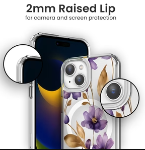 Caseco | Clear Design Case for iPhone 15/ 14 / 13 - Purple Wildflower | ED24B1-00FX