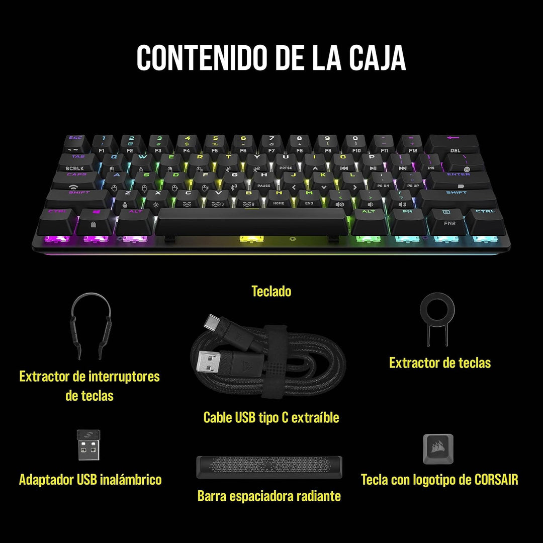 Corsair | K70 Bluetooth Backlit Mechanical Cherry MX RGB Mini Wireless Gaming Keyboard | CH-9189010-NA