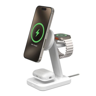 Mophie | Wireless 3 in 1 Qi2 Charging Stand - White | 15-12694