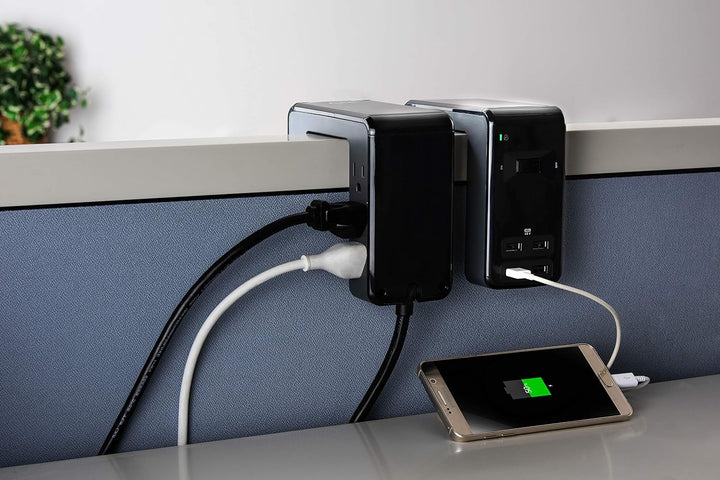 APC | SurgeArrest Essential Multi-Use 6 Outlet With 4 Port 4.8A USB Charger 120V - Black | PE6U4