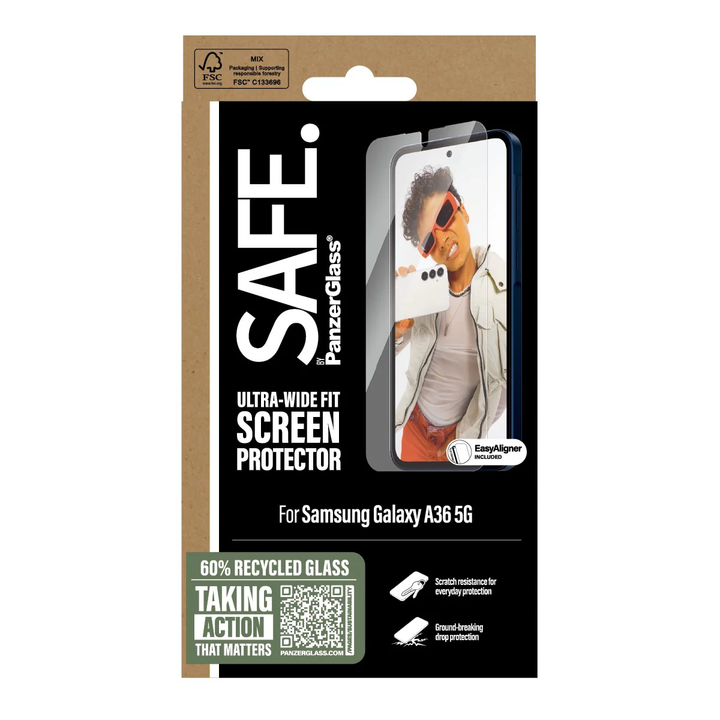 PanzerGlass | SAFE UWF Screen Protector w/Aligner Samsung Galaxy A36 5G - Clear | SA43654CA