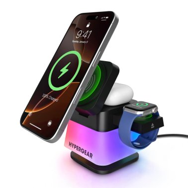 HyperGear | 15W PowerFold Cube 3-in-1 Wireless Charging Stand Compatible w/ Magsafe + Watch | 16356
