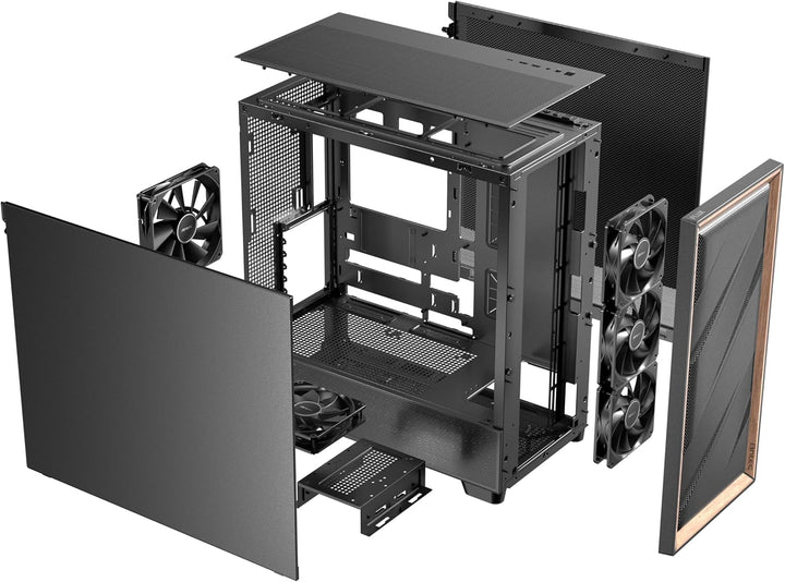 Antec | FLUX Wood 5 x PWM Fans Included High-Airflow Front Panel With Walnut Wood Type-C 420mm Case | FLUX SE