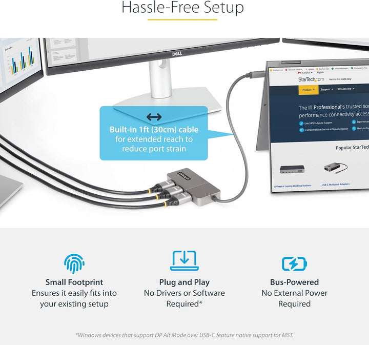 StarTech | USB-C to Triple HDMI MST Hub for 3x 4K 60Hz Displays - Space Gray | MST14CD123HD