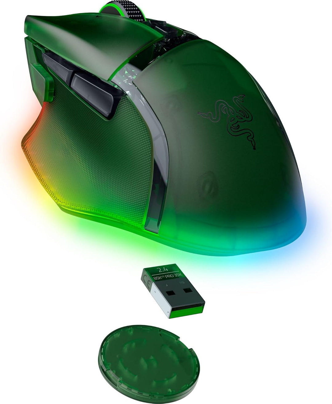 Razer | Basilisk V3 Pro 35K Wireless Gaming Mouse: HyperScroll Tilt Wheel - Phantom Green Edition | RZ01-05240300-R3U1