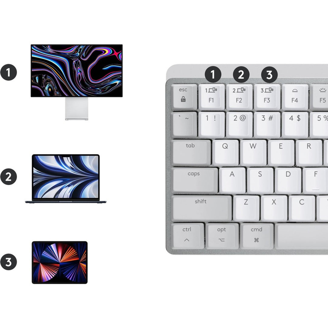 Logitech | MX Mechanical Mini for Mac Compact Wireless Mechanical Clicky Switch Keyboard for macOS/iPadOS/iOS with Backlit Keys - Pale Gray | 920-010553