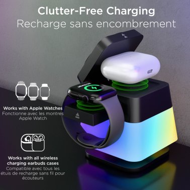 HyperGear | 15W PowerFold Cube 3-in-1 Wireless Charging Stand Compatible w/ Magsafe + Watch | 16356