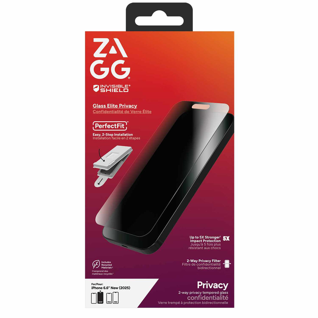 ZAGG | InvisibleShield Glass Elite 2-Way Privacy Screen Protector iPhone 17 Air  | 200118656