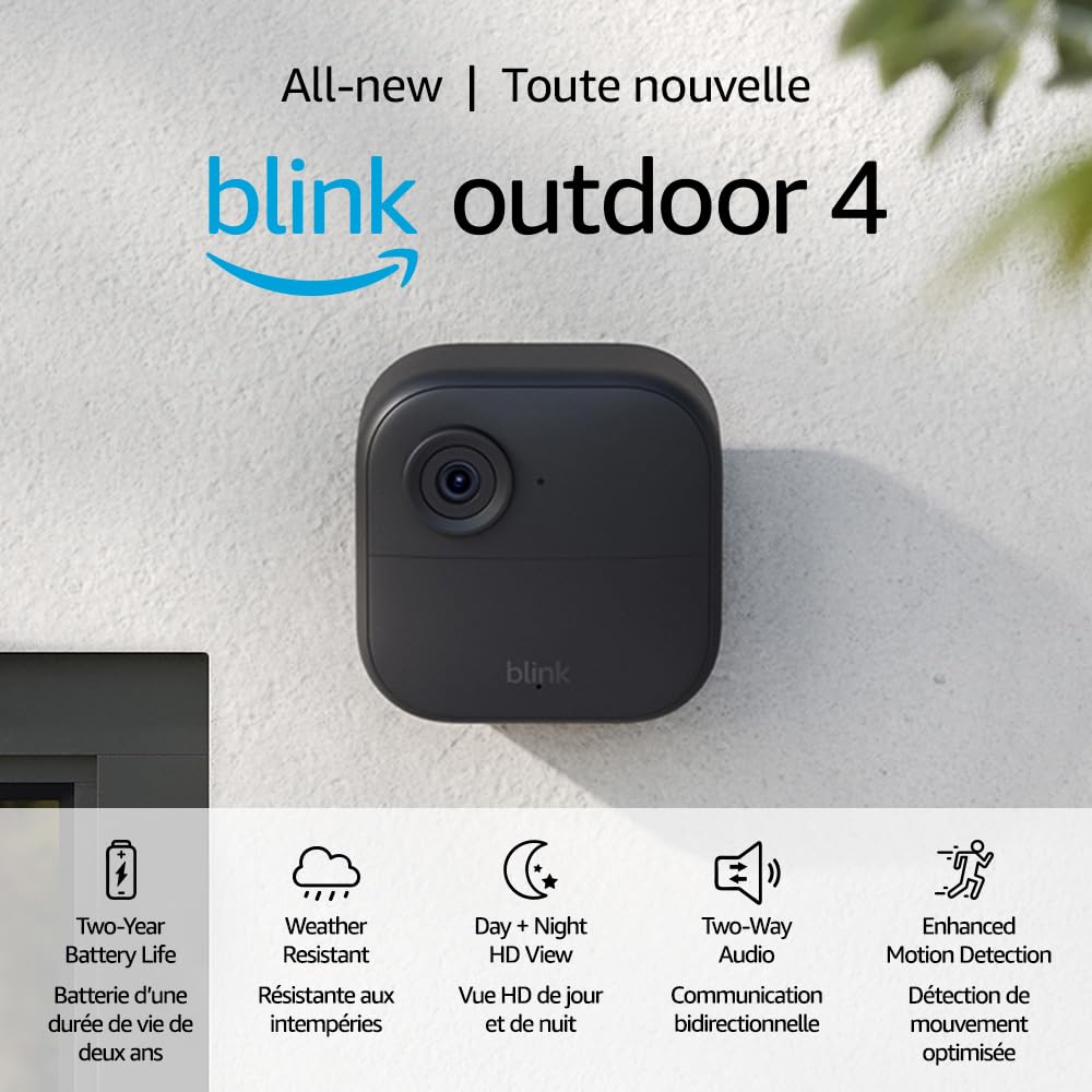 Blink | Outdoor 4 Wire-Free 1080p Full HD IP Security Camera System - Black B0B1N7G2R1