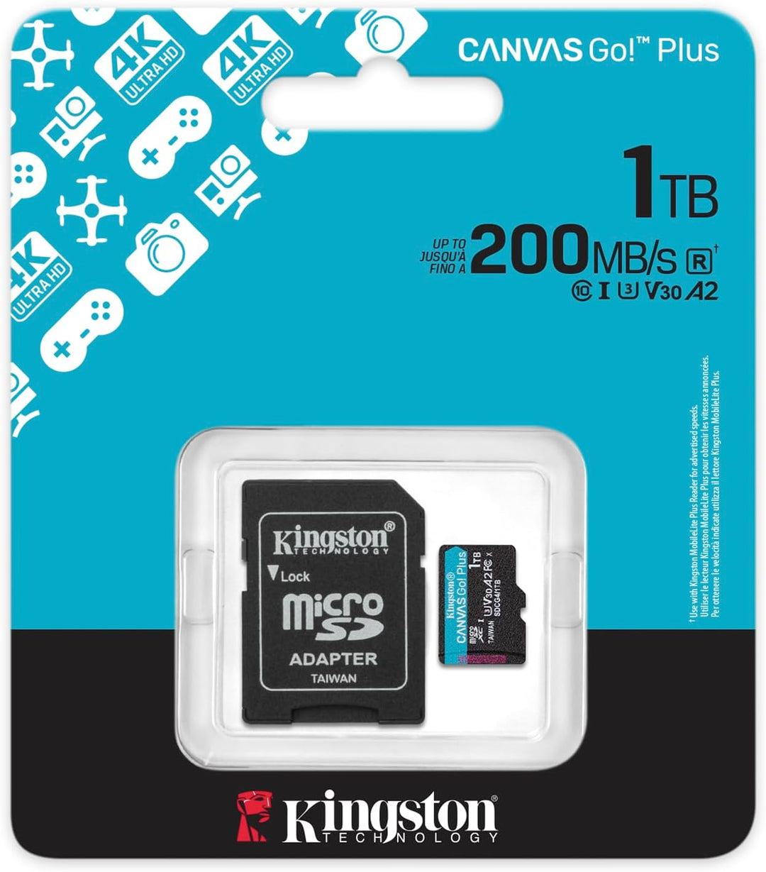 Kingston | MicroSDXC Canvas Go Plus Gen 4 1TB + Adapter 200 MB/s | SDCG4/1TB