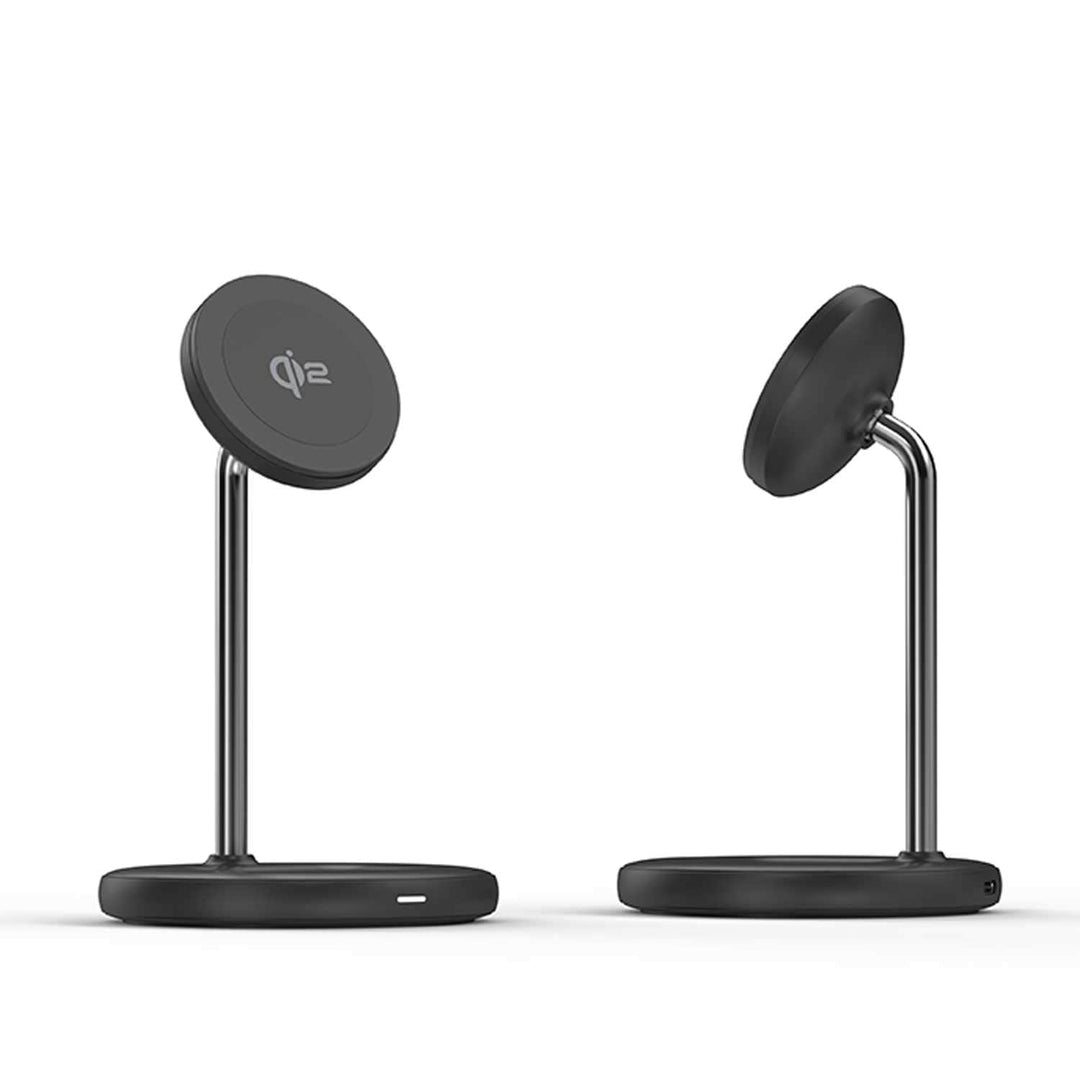 Blu Element | Qi2 2-in-1 Wireless Charging Stand MagSafe-Compatible 15W - Black | BEWCQi22in1