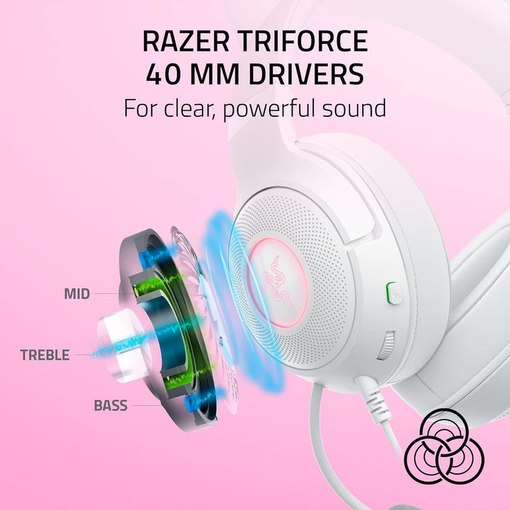 Razer Renewed | Kraken Kitty V2 Wired Gaming Headset - White | RZ04-04730600-R3UR | 60 DAYS WARRANTY