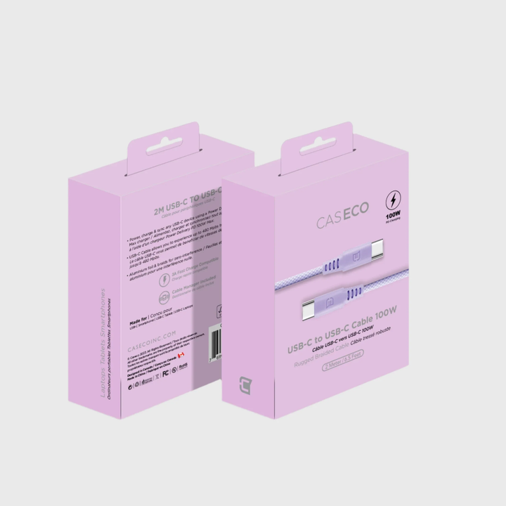 Caseco | Fast Charging Cable USB-C to USB-C Cable 2M/6.6 FT - Purple | C0515-11