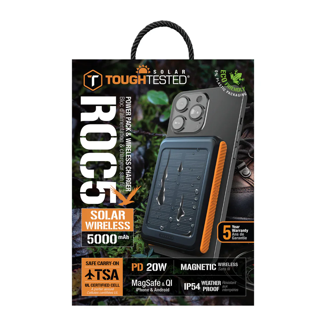 ToughTested | MagSafe Solar Power Bank & Wireless Charger ROC5 5,000mAh | TTPBW5C