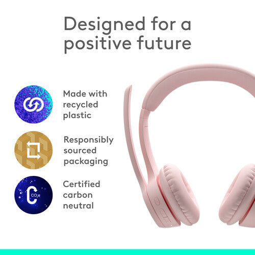 Logitech | Zone 300 Wireless Bluetooth On-ear Headset With Noise-Canceling Microphone - Rose | 981-001411