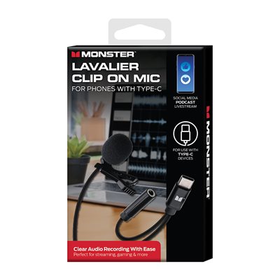//// Monster | Lavalier Clip on Mics Type C | MSV7-1027-BLK