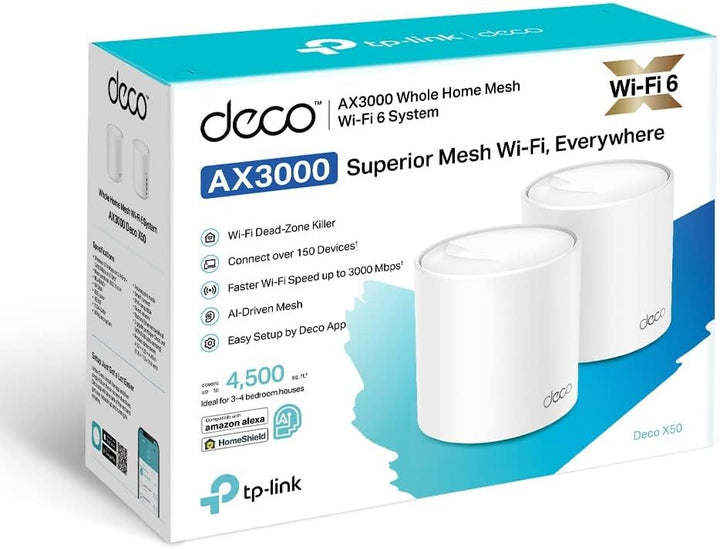 TP-Link | Deco X50 Whole Home Mesh Wi-Fi 6 System 2 Pack - White | AX3000