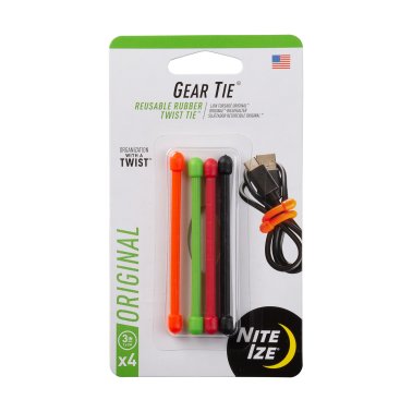 Nite Ize | Gear Tie Reusable Rubber Twist Tie 3 " 4 Pack - Assorted | 15-13163