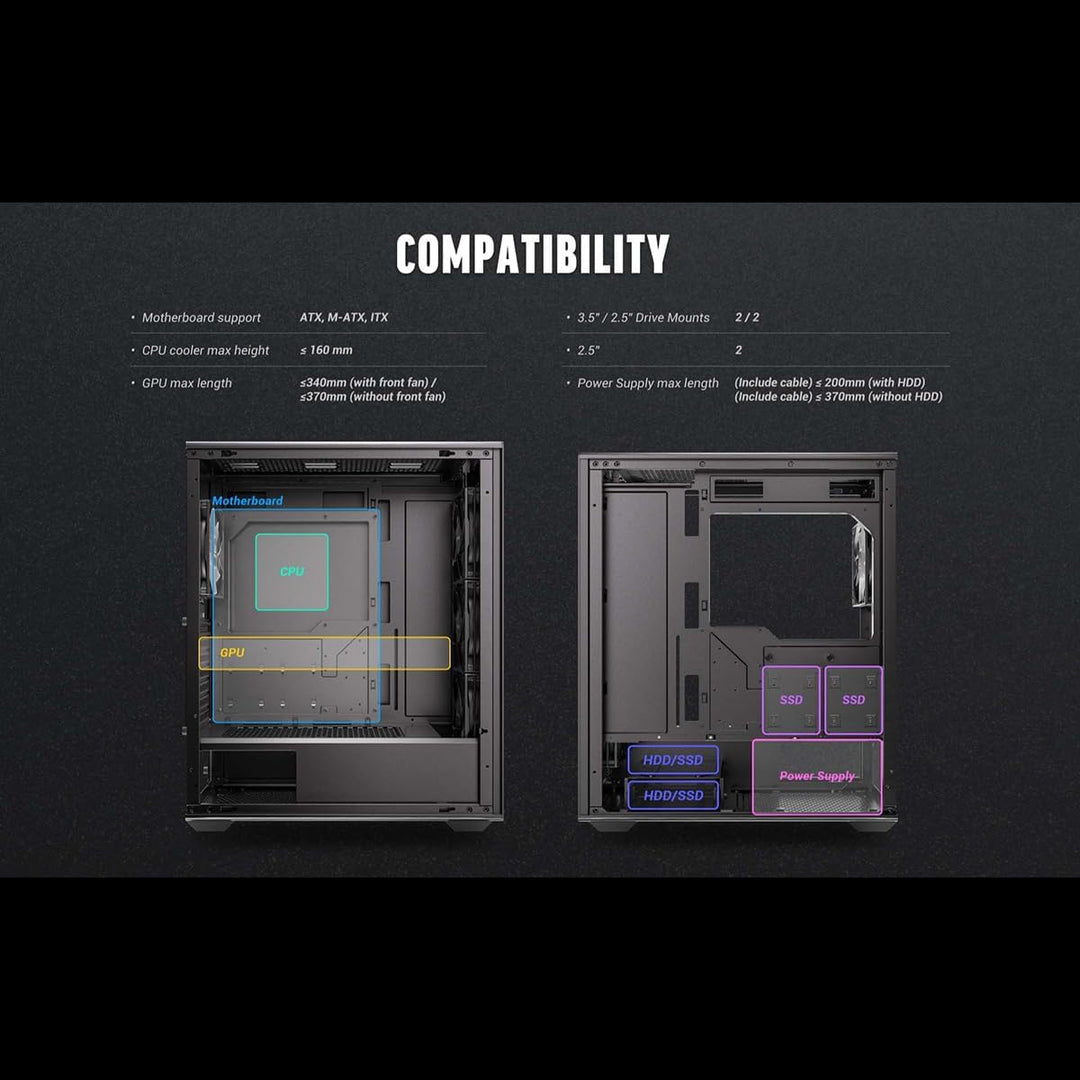 Antec | Mid-Tower Gaming Chassis 1YW– Black | AX85 ARGB