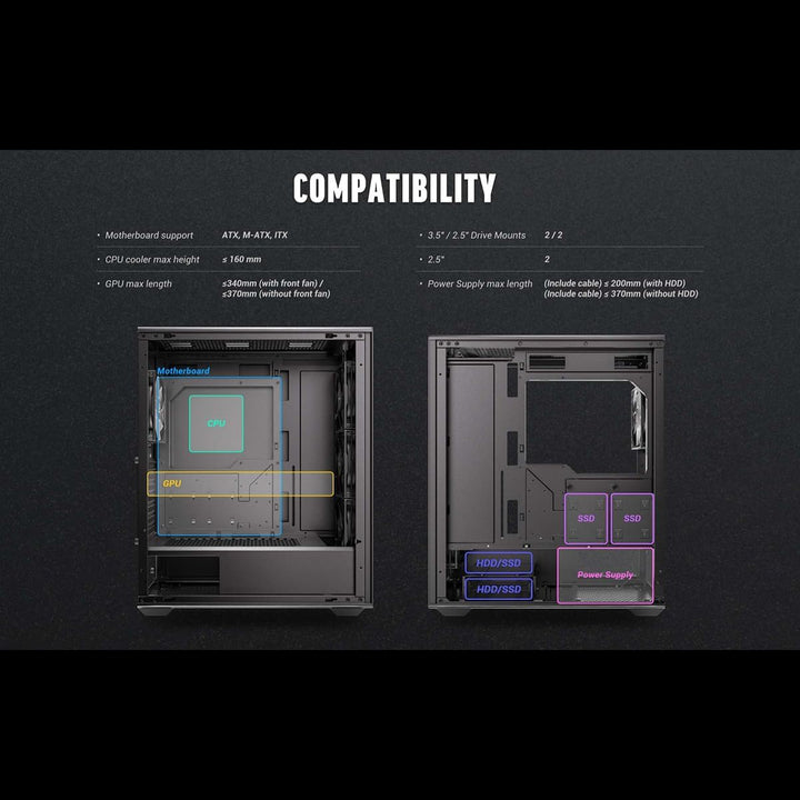 Antec | Mid-Tower Gaming Chassis 1YW– Black | AX85 ARGB