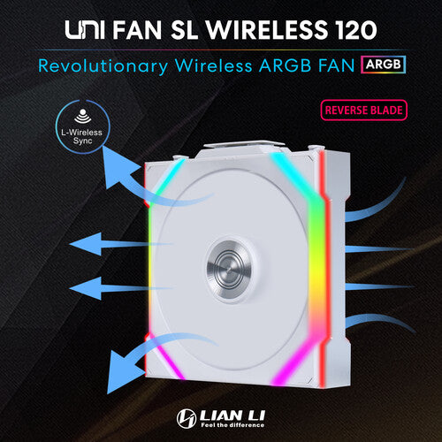 Lian-Li Fan | UNI FAN SL 120 Wireless RGB 120mm Fan Reverse Blade - White | 12RSL1W1W
