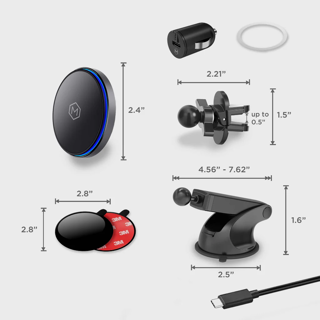 Mighty Mount | Mag Switch Qi2 Wireless Car charger Mount Combo with vent and dash Base | M2050-55