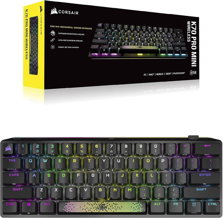 Corsair | K70 Bluetooth Backlit Mechanical Cherry MX RGB Mini Wireless Gaming Keyboard | CH-9189010-NA