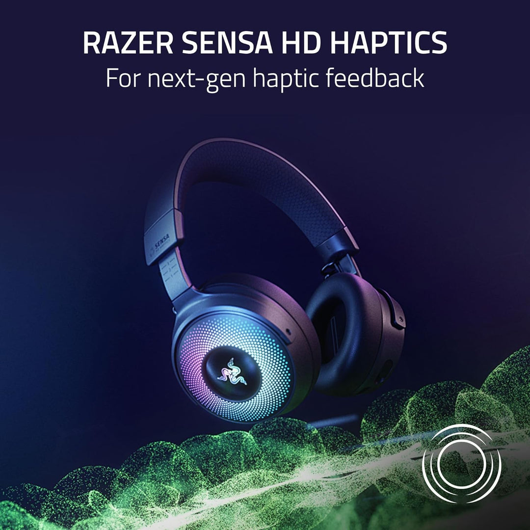 Razer Renewed | Kraken V4 Pro Wireless Gaming Headset Wireless Bluetooth USB 3.5 mm Super Wideband Mic - For PC, Mac, PS5, Nintendo Switch, Steam Deck, Smartphone - Black | RZ04-05160100-R3UR | 60 DAYS WARRANTY