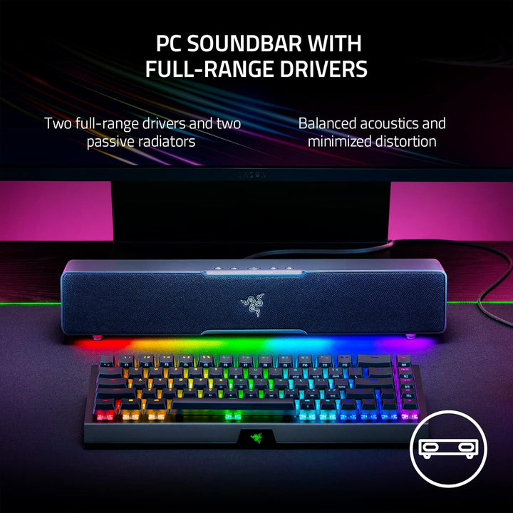 Razer Renewed | Leviathan V2X Soundbar Compact Design Chroma RGB for PC, Laptop, Smartphones, Tablets & Nintendo Switch - Black | 60 DAYS WARRANTY | RZ05-04280100-R3UR