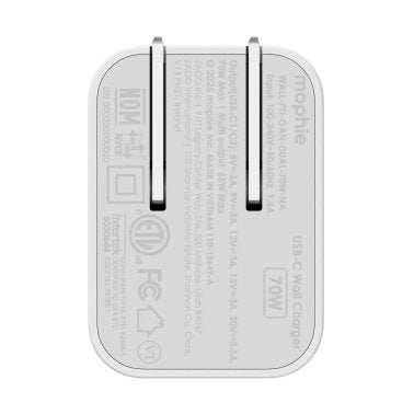 Mophie | Speedport Dual USB-C Wall Charger 70W - White | 409919997