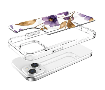 Caseco | Clear Design Case for iPhone 15/ 14 / 13 - Purple Wildflower | ED24B1-00FX