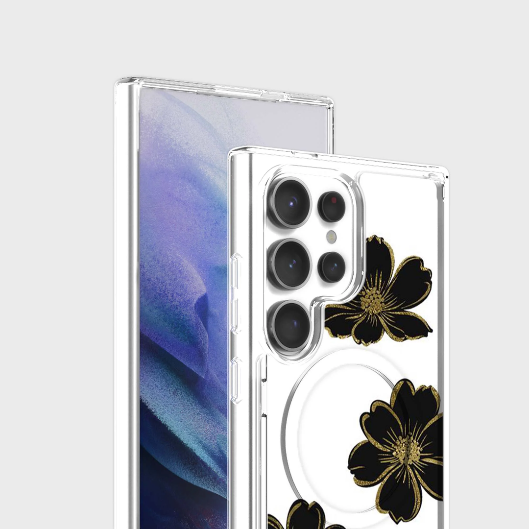 Caseco | Black Flower Samsung S25 Ultra - Clear / Black | ED24D8-FLB