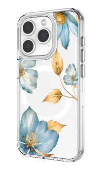 Caseco | Clear Design Case iPhone 15 Pro - Blue Wildflower | ED24B3-00FV