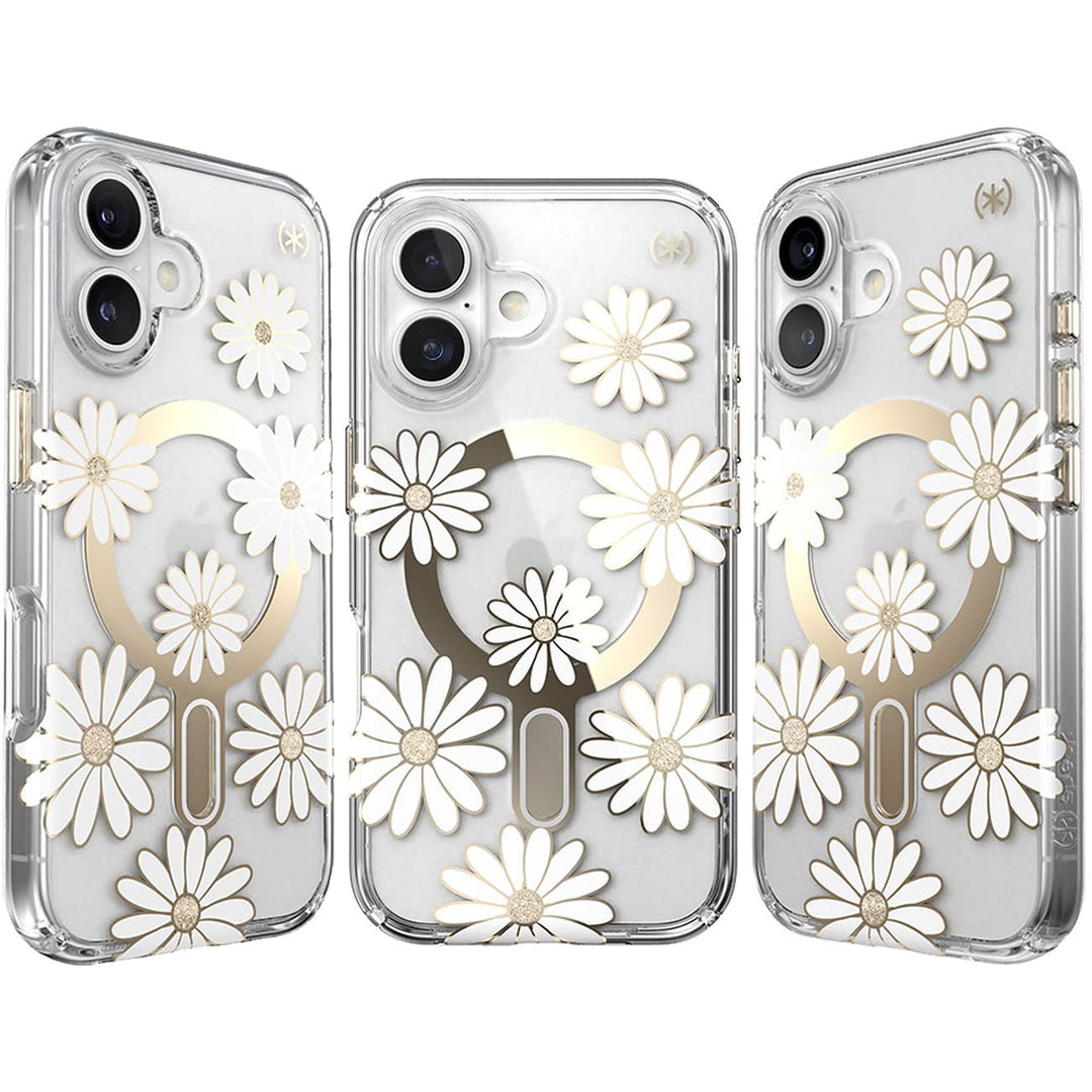 Speck | Presidio Lux MagSafe with ClickLock Apple iPhone 16 - Daisies/Clear | 150745-3257