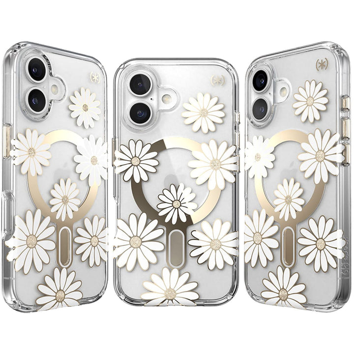 Speck | Presidio Lux MagSafe with ClickLock Apple iPhone 16 - Daisies/Clear | 150745-3257