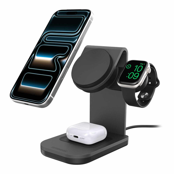 OtterBox | Qi2 3-in-1 Wireless Charging Stand 25W - Black | 77-000785